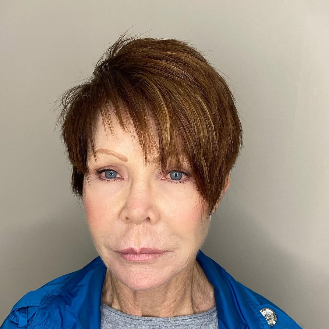 asymmetrical pixie cut with choppy bangs