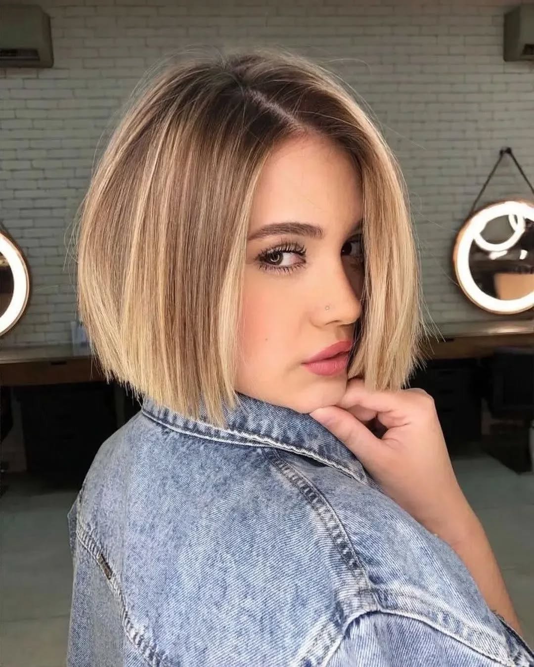 blonde balayage angled bob