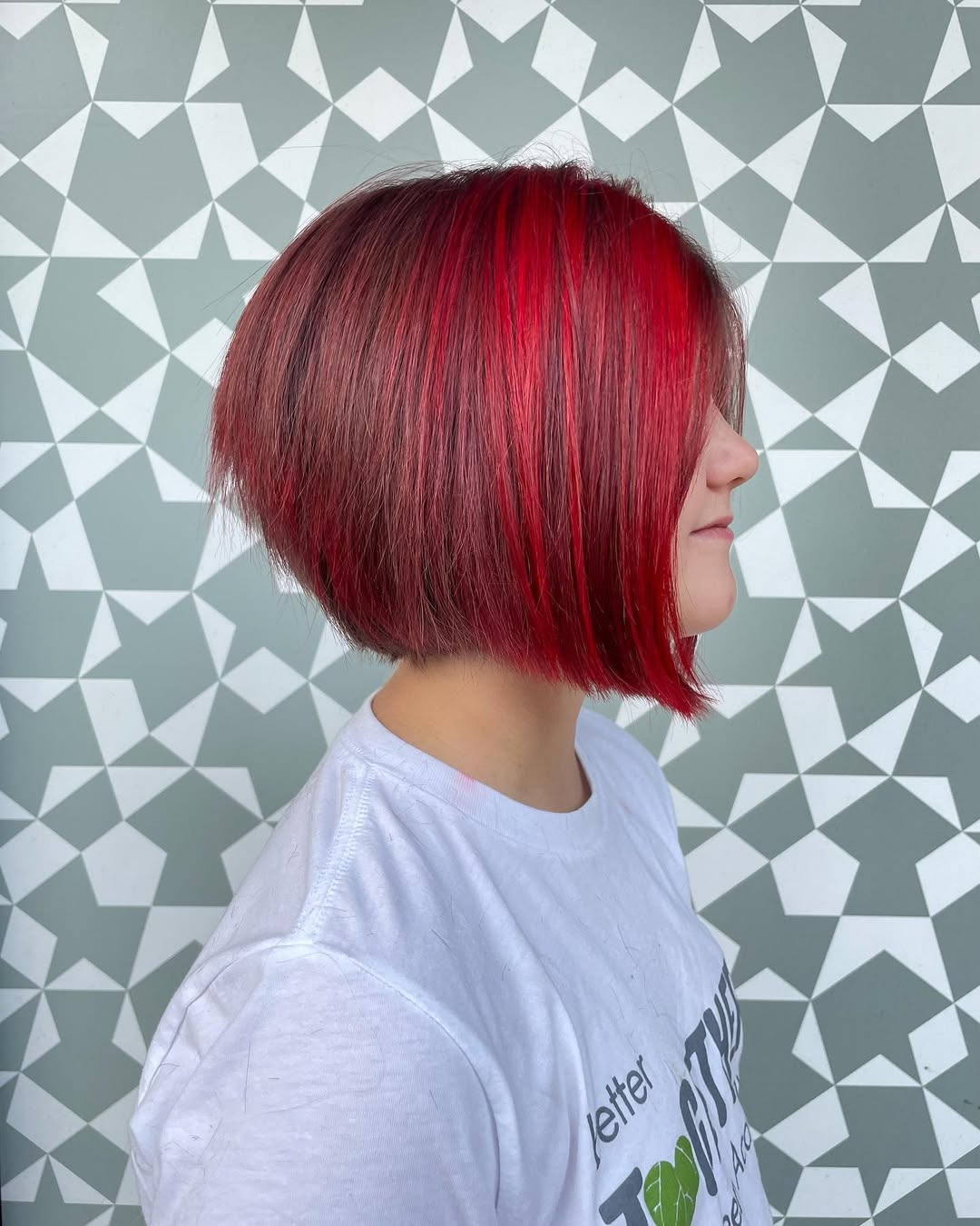 choppy angled bob haircut