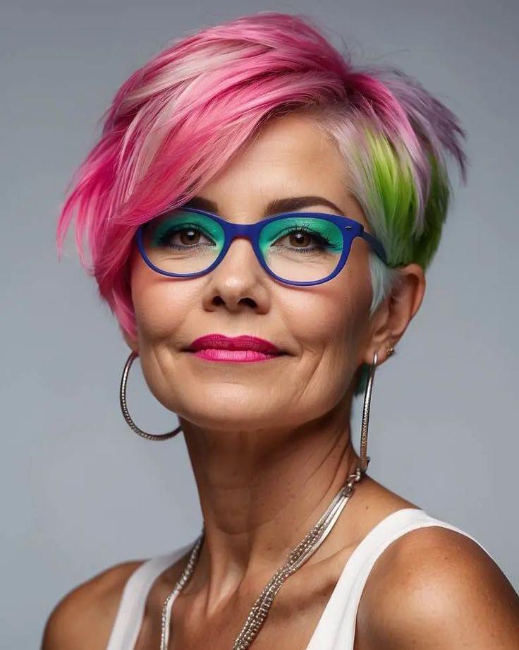 color-blocked pixie bob for women over 50