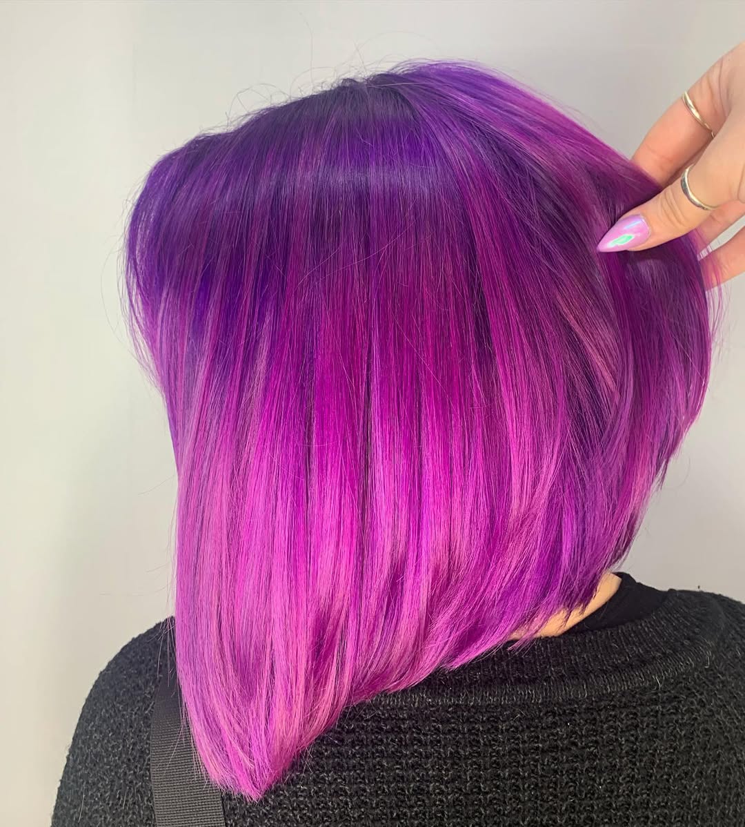 color-melt layered angled bob