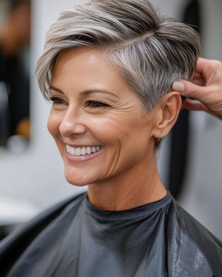 gray blending bixie cut