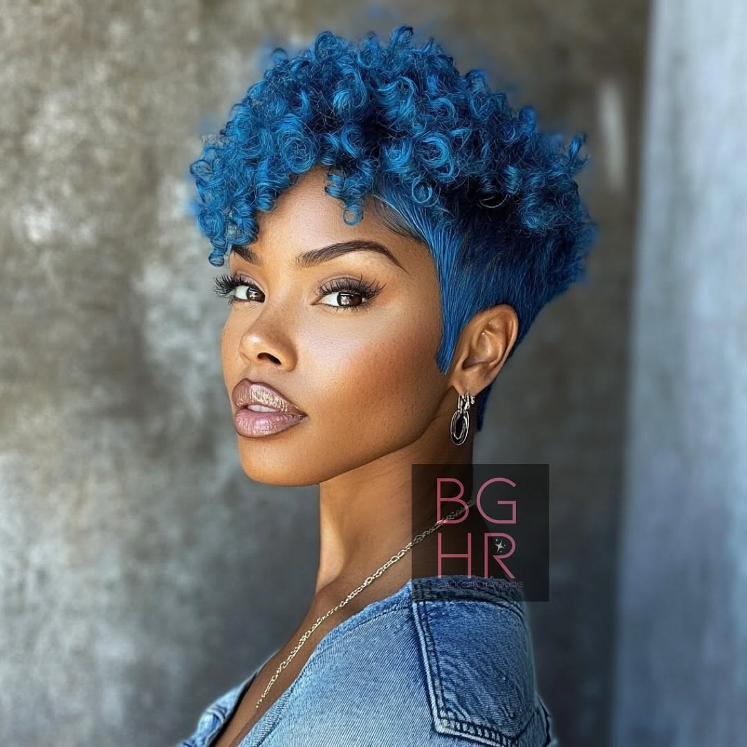 intense blue bixie haircut