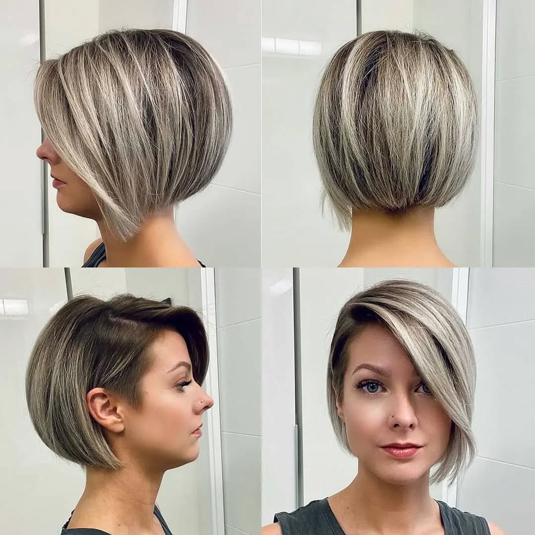 layered bob with side bangs