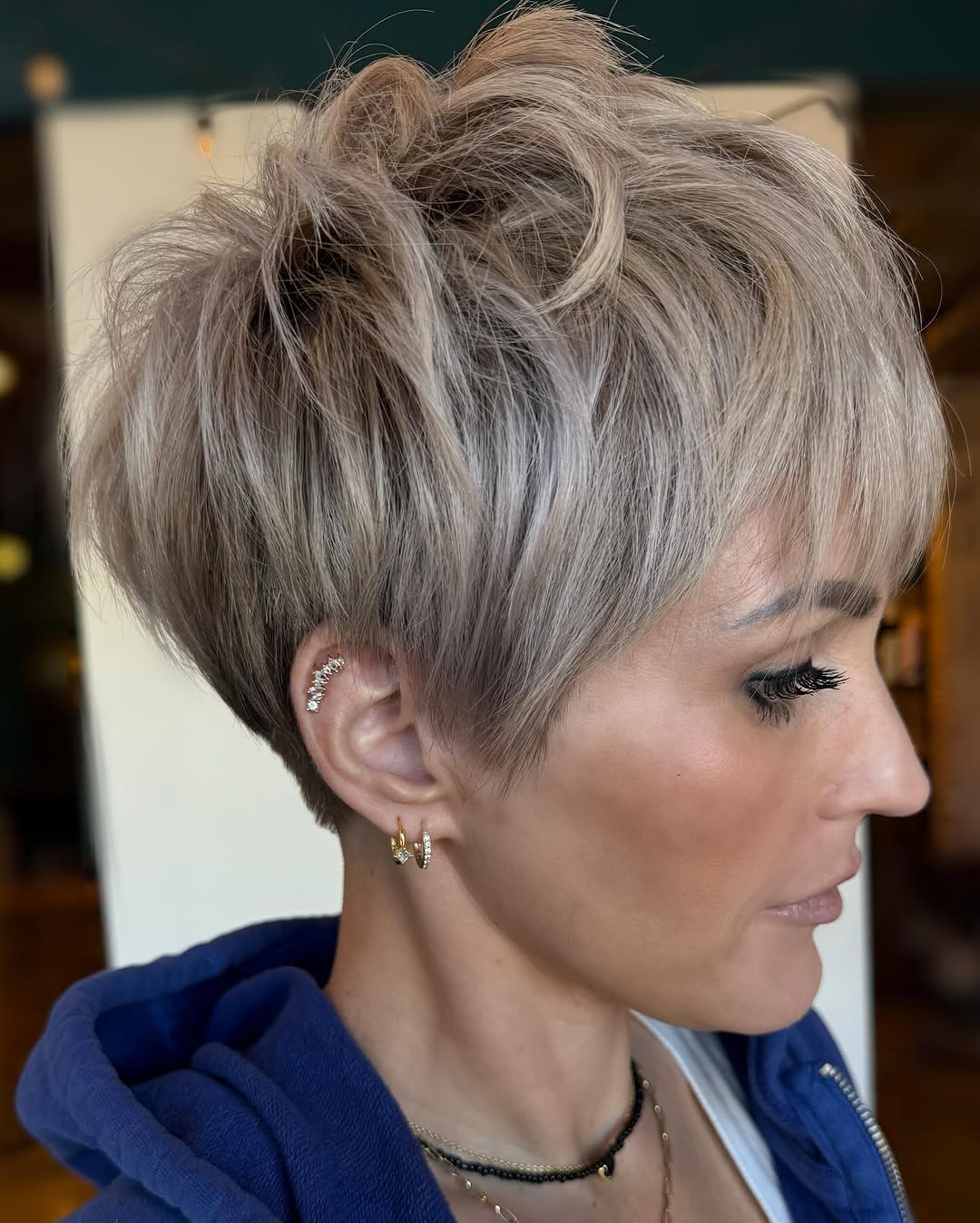 mousy blonde pixie bob