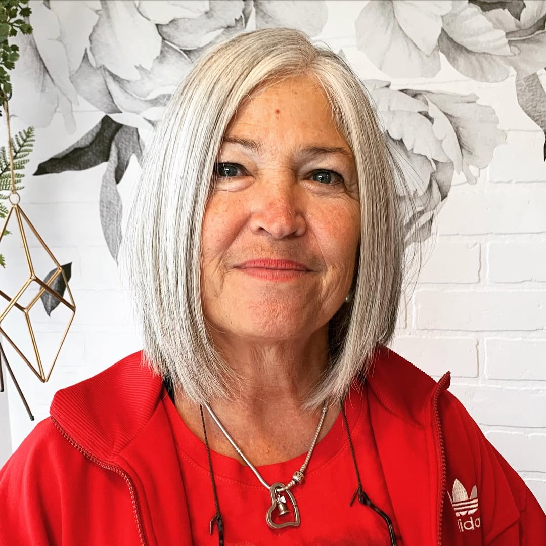 silver long angled bob