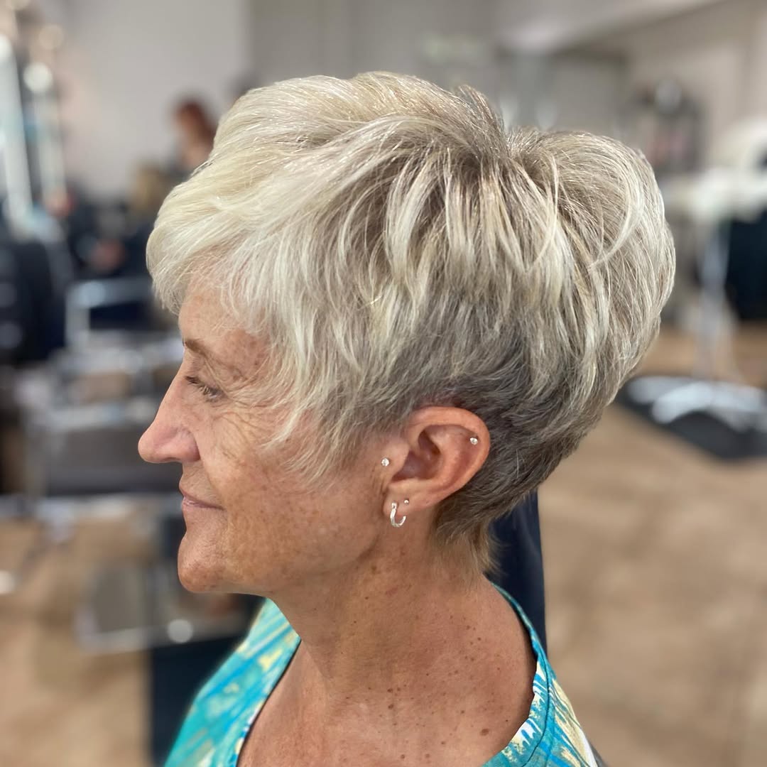 textured pixie cut with side bangs