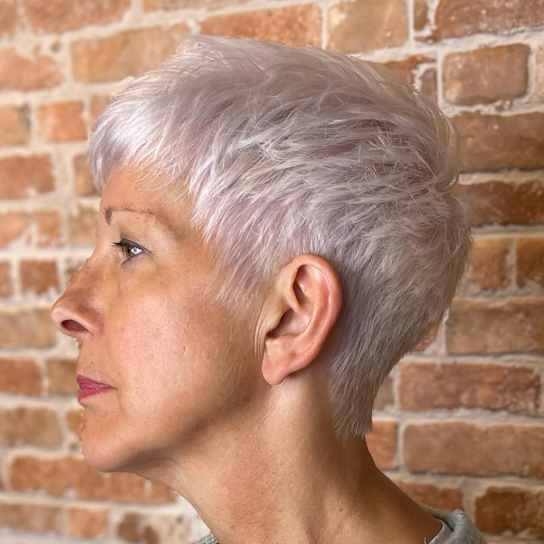 very short pixie cut for older woman