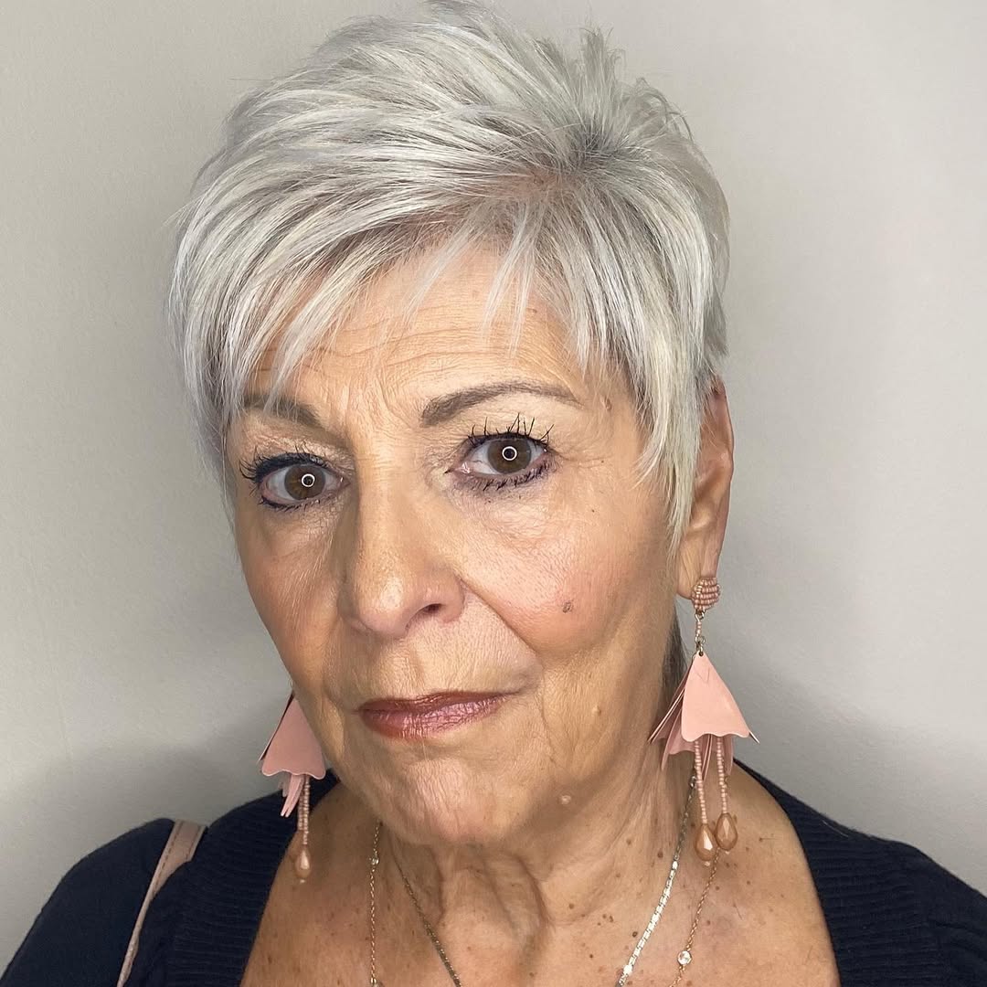 very short pixie hairstyle for older ladies
