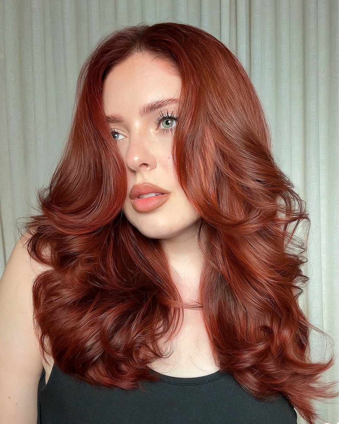 copper red brown layered hair