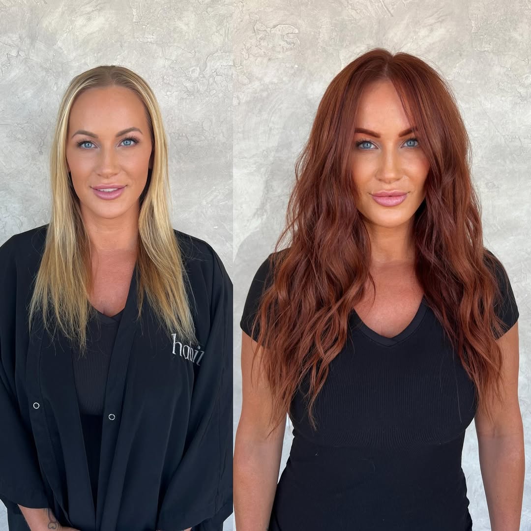 layered copper brown hair