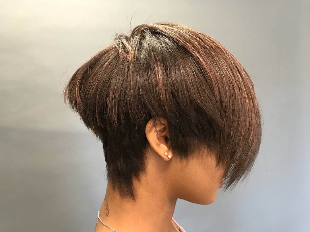 choppy asymmetrical pixie cut