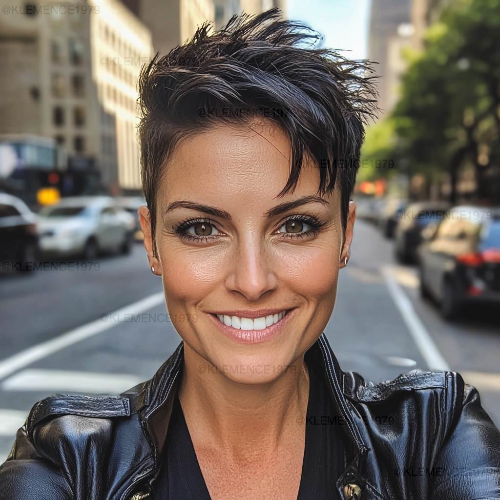 choppy pixie cut with side bangs