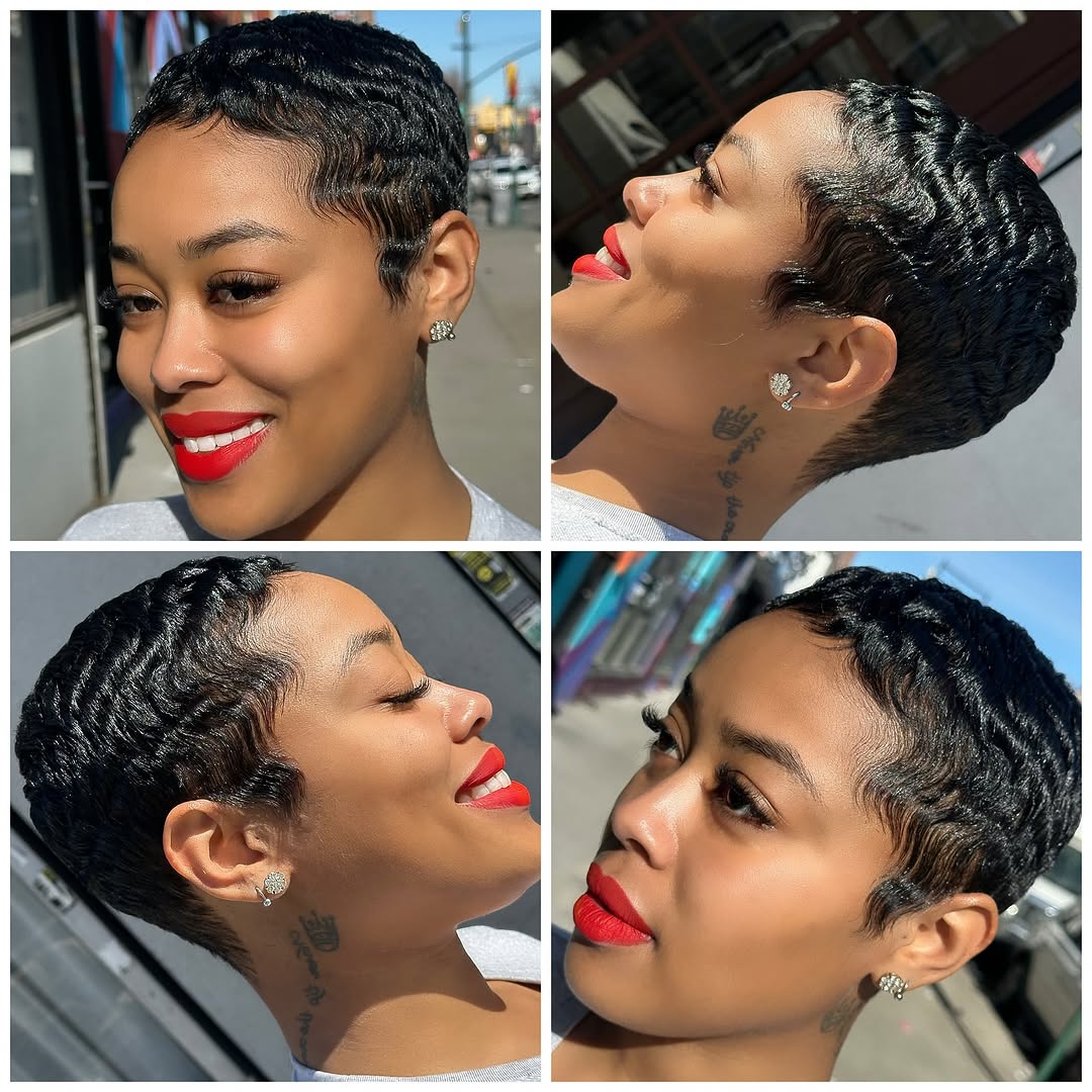 finger wave pixie cut for round face
