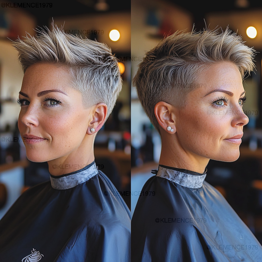 low-maintenance pixie cut for plus size women with round face