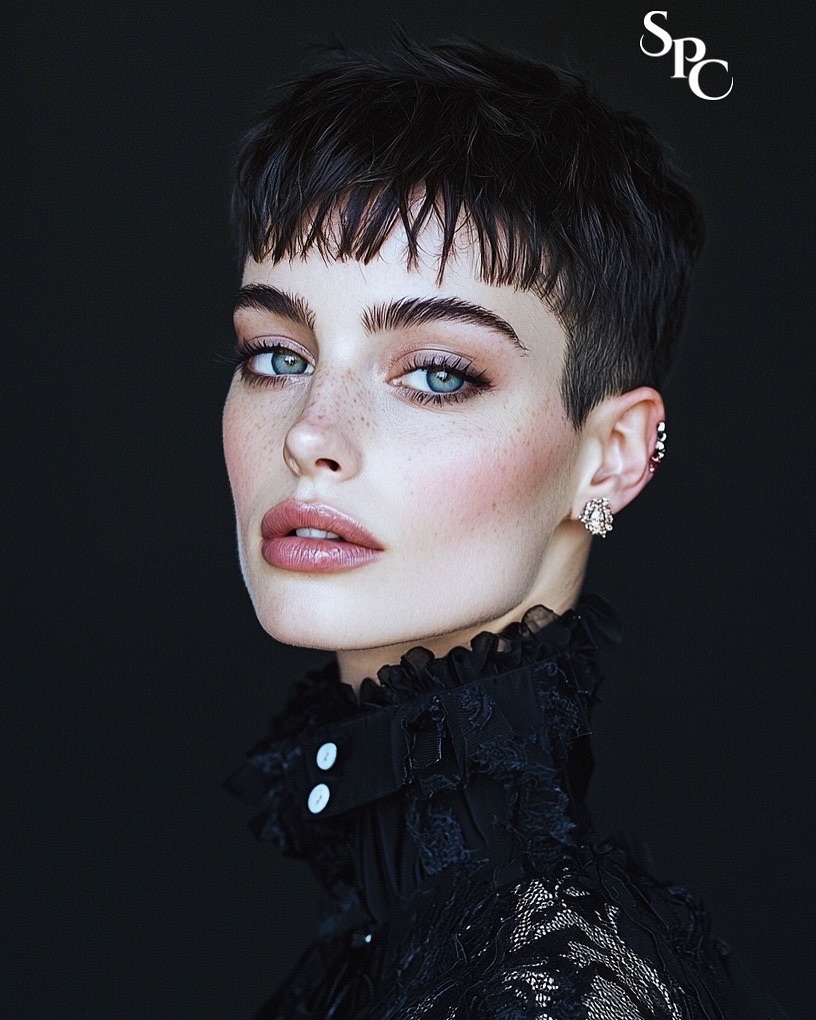 pixie cut with choppy bangs