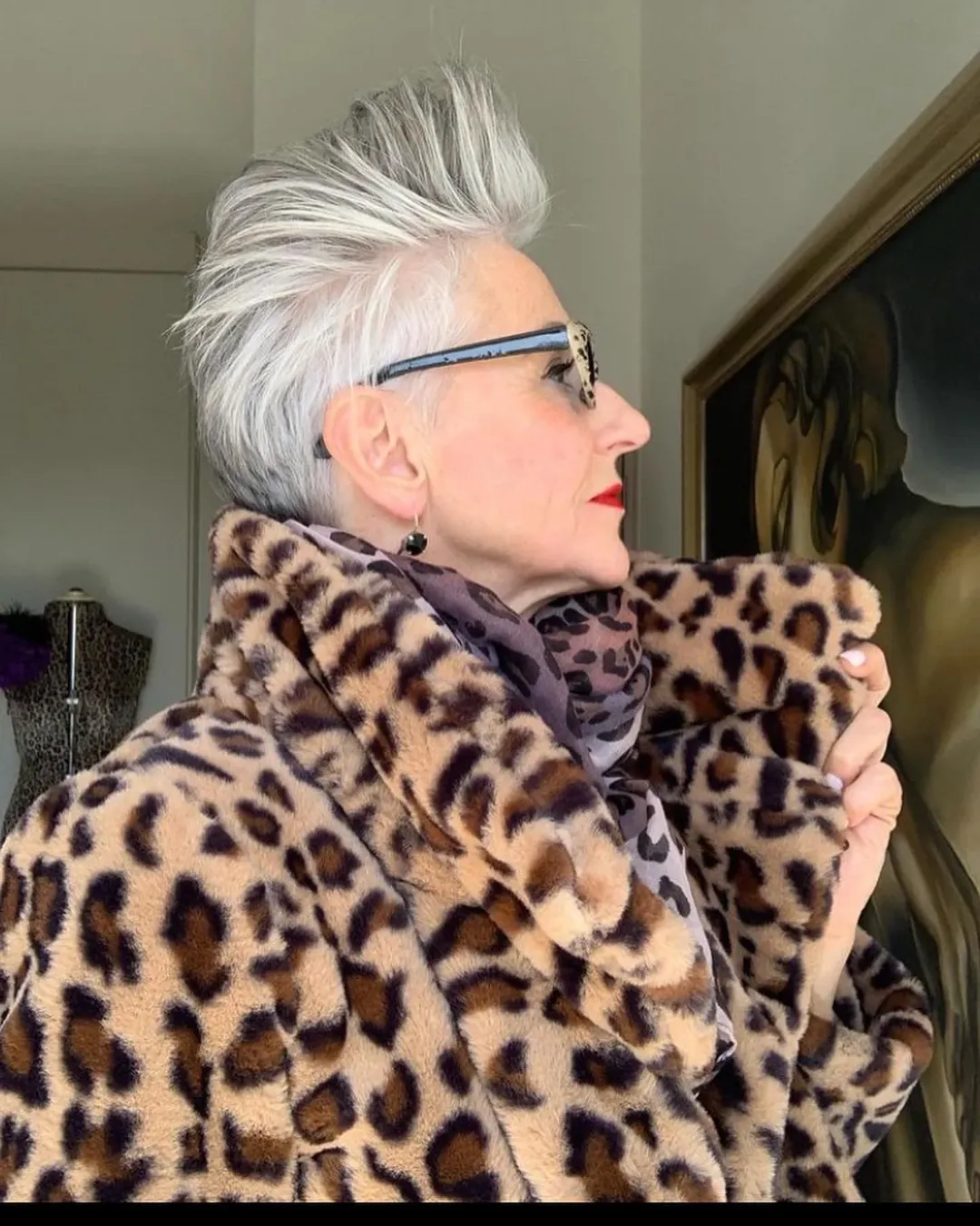 voluminous pixie cut for older women with round face