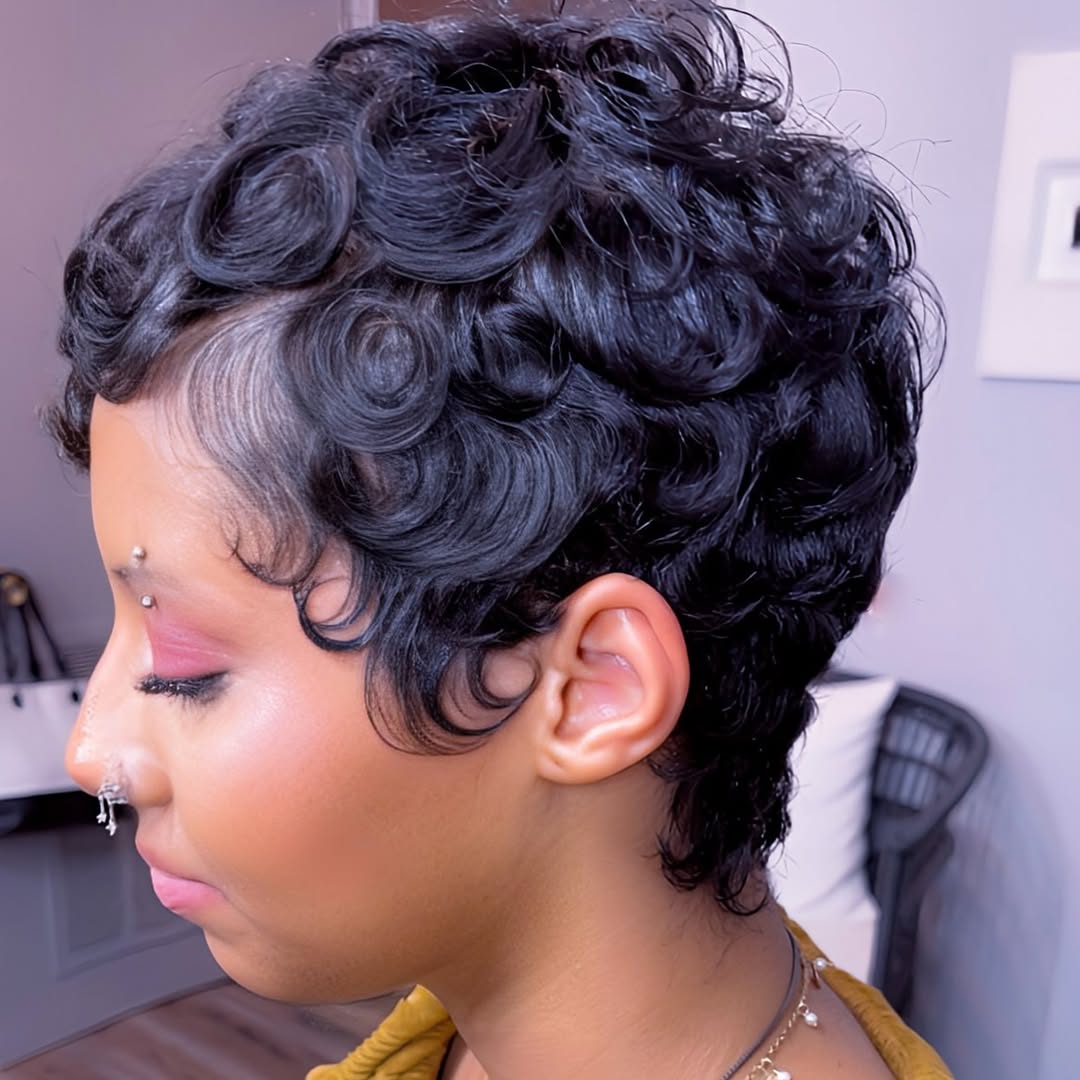 wavy pixie cut with slayed edges
