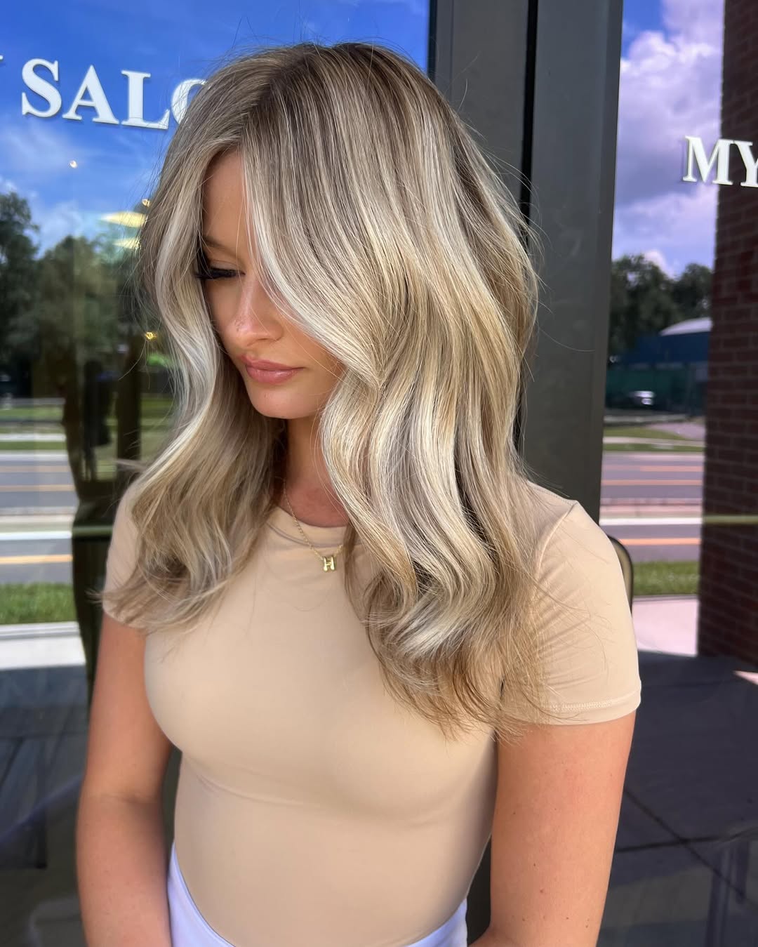 dimensional vanilla blonde long wavy hair
