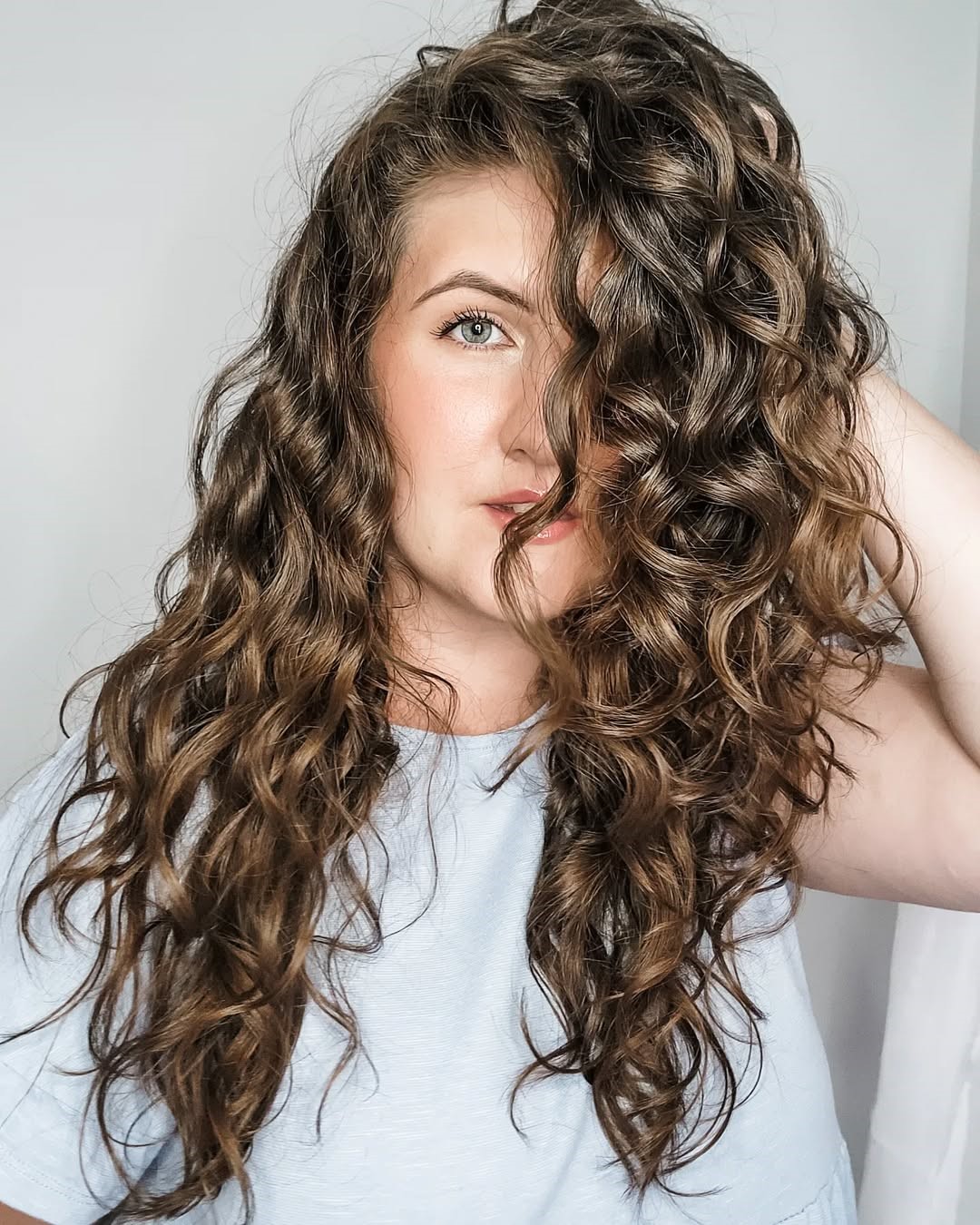 side-parted long wavy hair