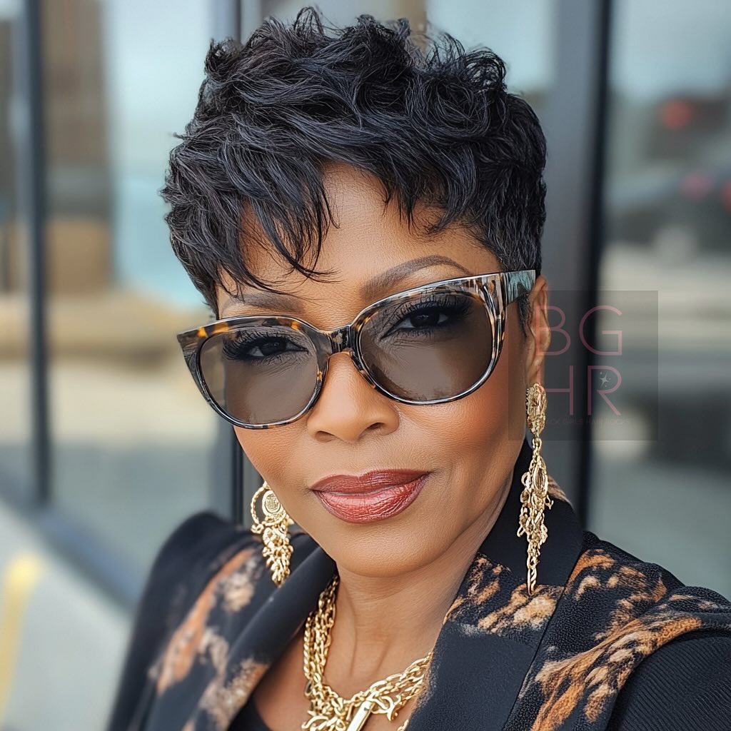 funky pixie cut for older women