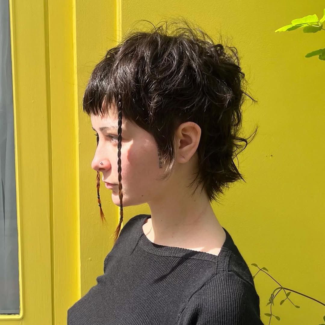 short wolf cut with front braids