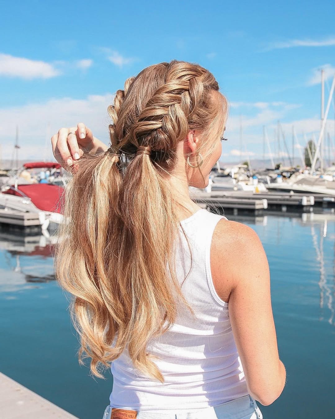 Dutch-braided pigtails