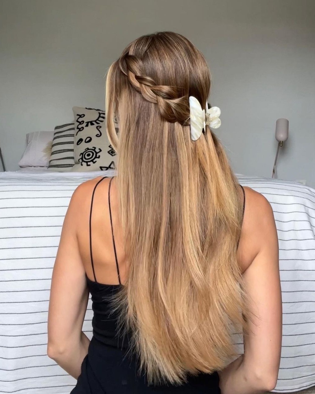 braided half up half down summer hairstyle