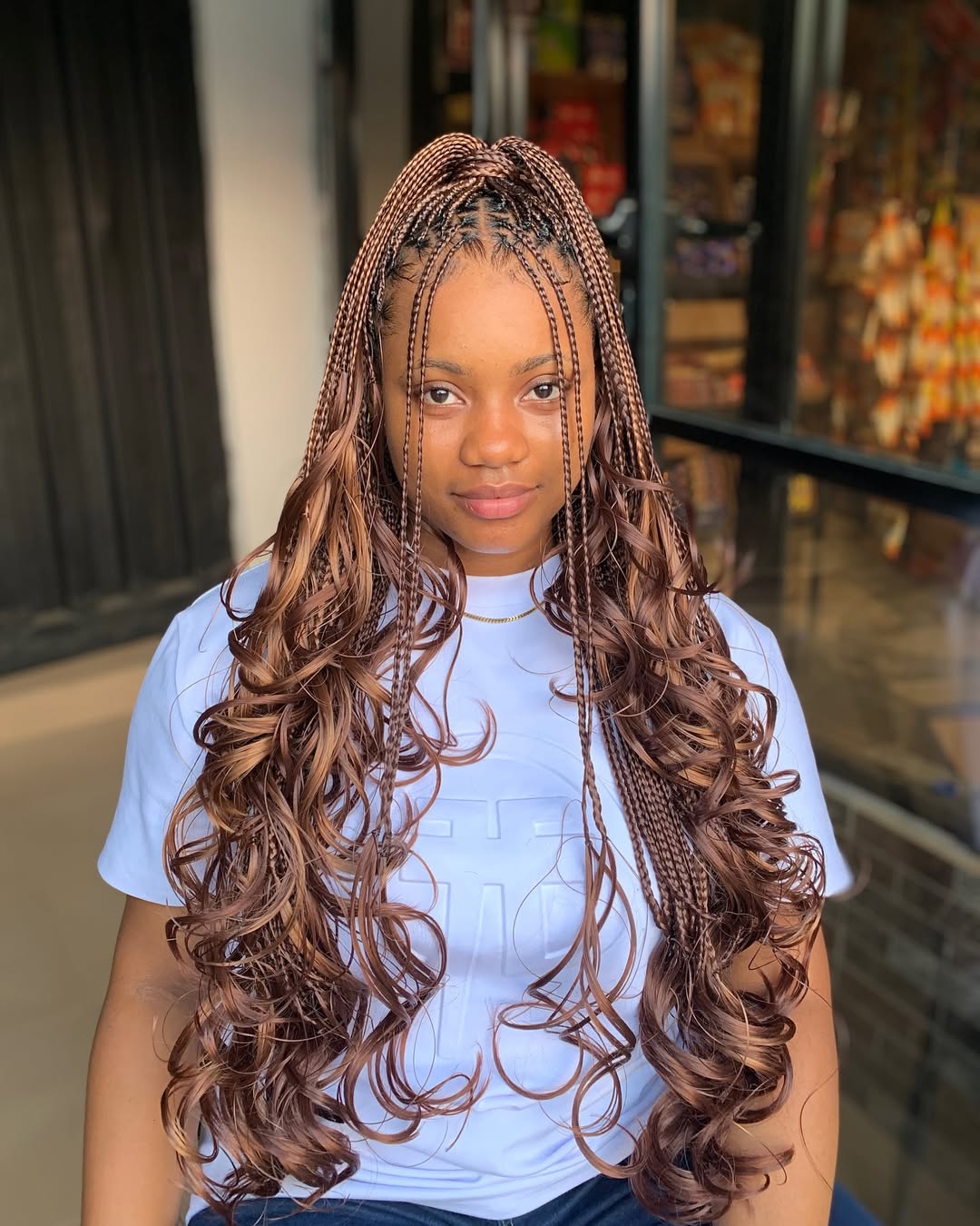 cute half up half down hairstyle with box braids