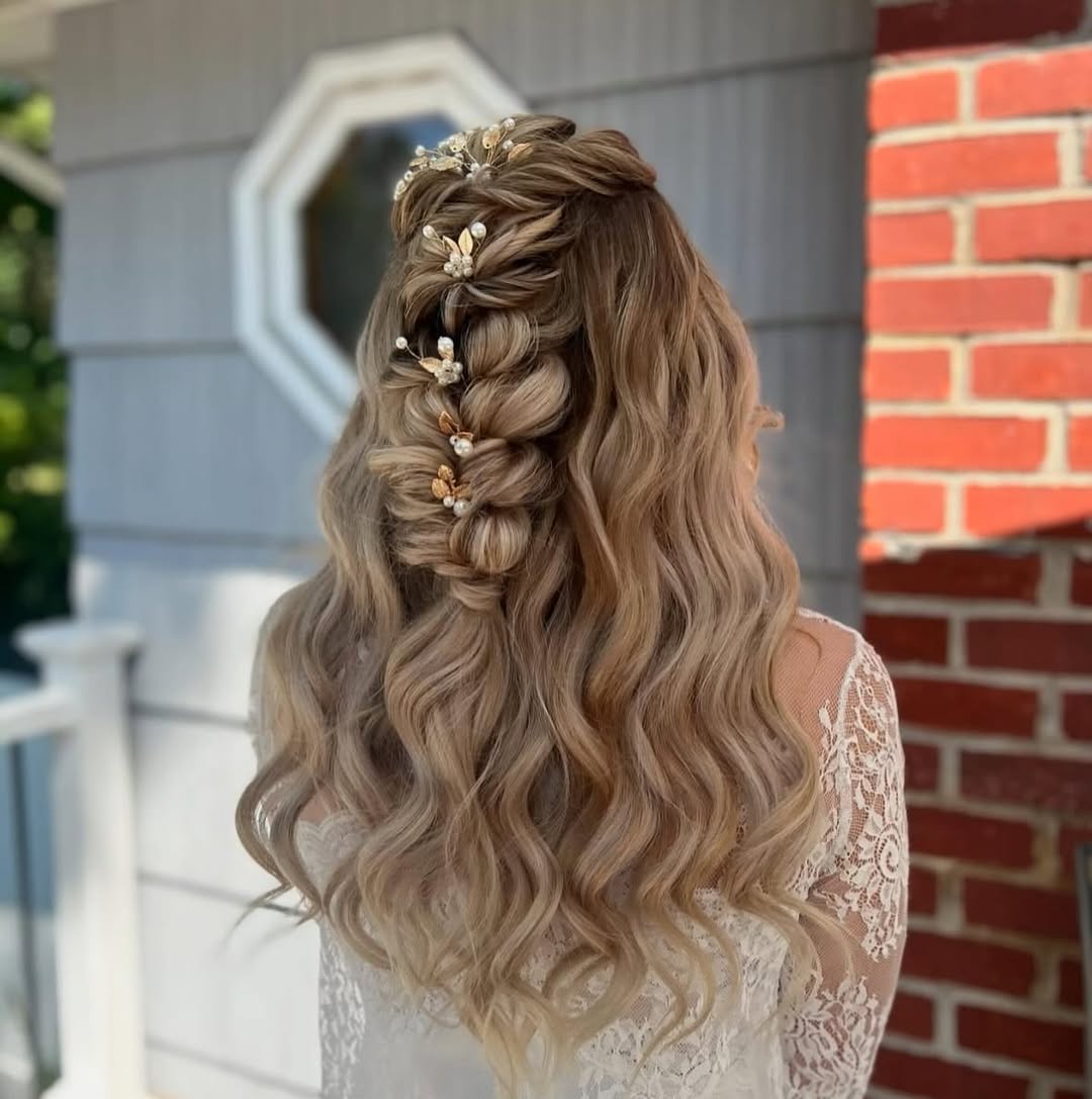 pull-through braid half updo