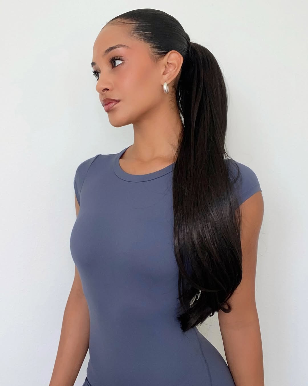sleek long ponytail