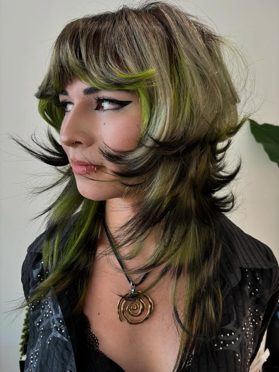 choppy shoulder length hair with face-framing layers