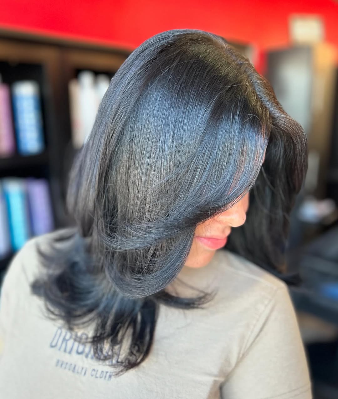 medium length layered haircut for straight hair