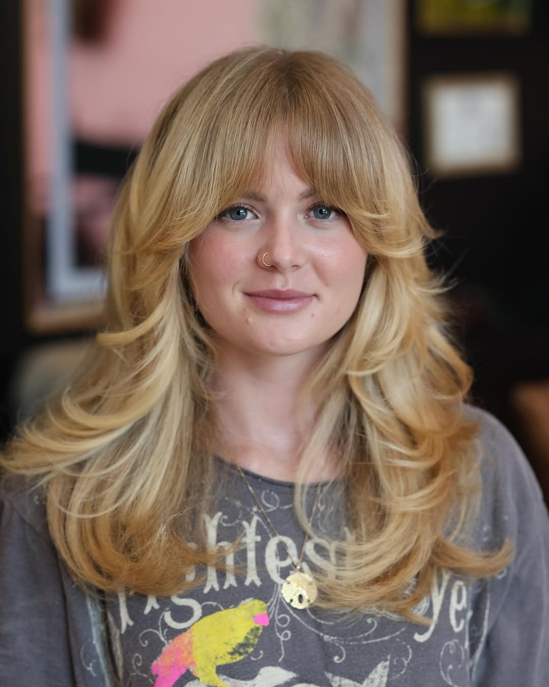 mousy blonde medium length shag