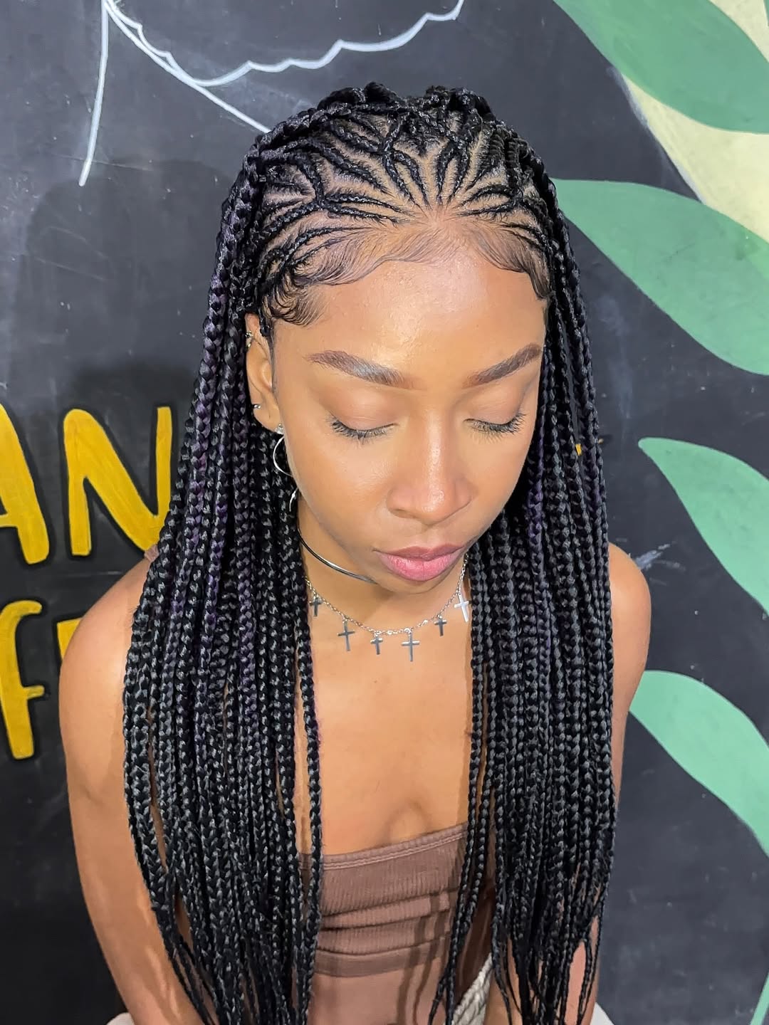 Freestyle Fulani braids with knotless braids