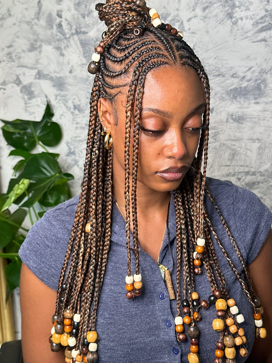 Fulani braids with beads