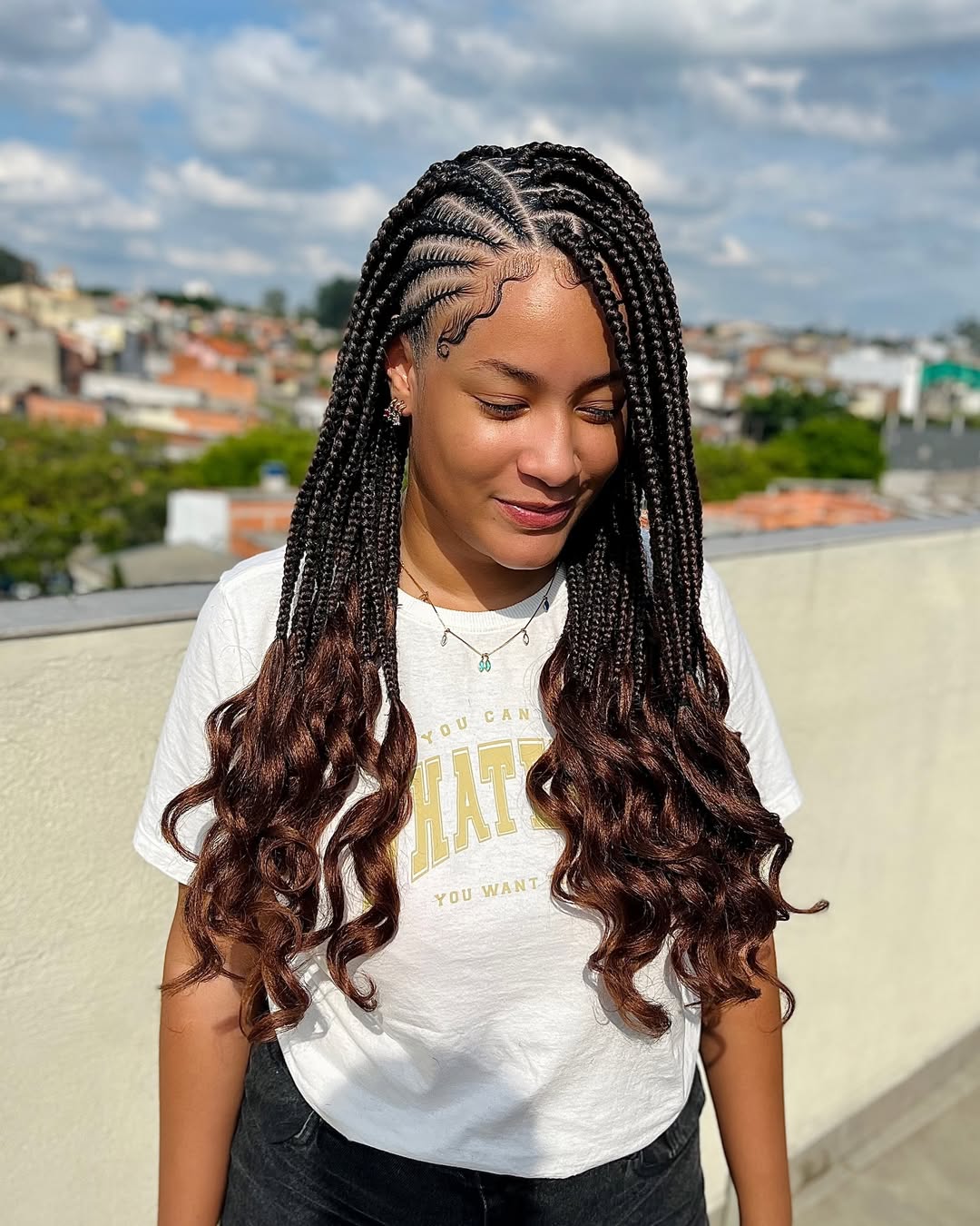 Fulani braids with box braids