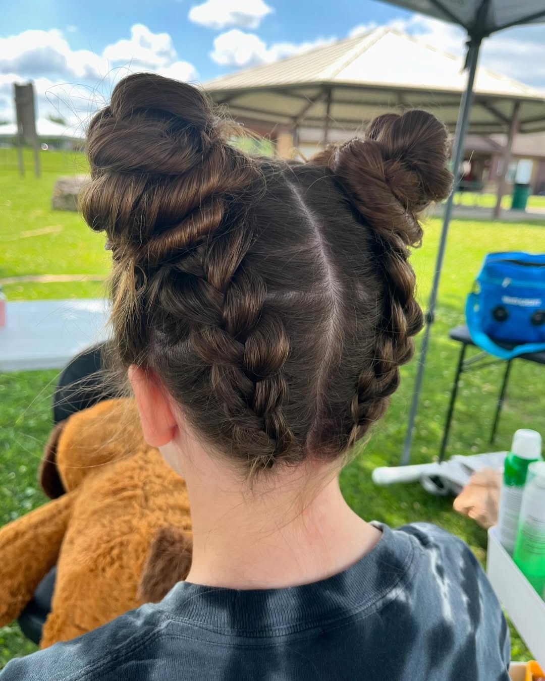 upside down braided space buns