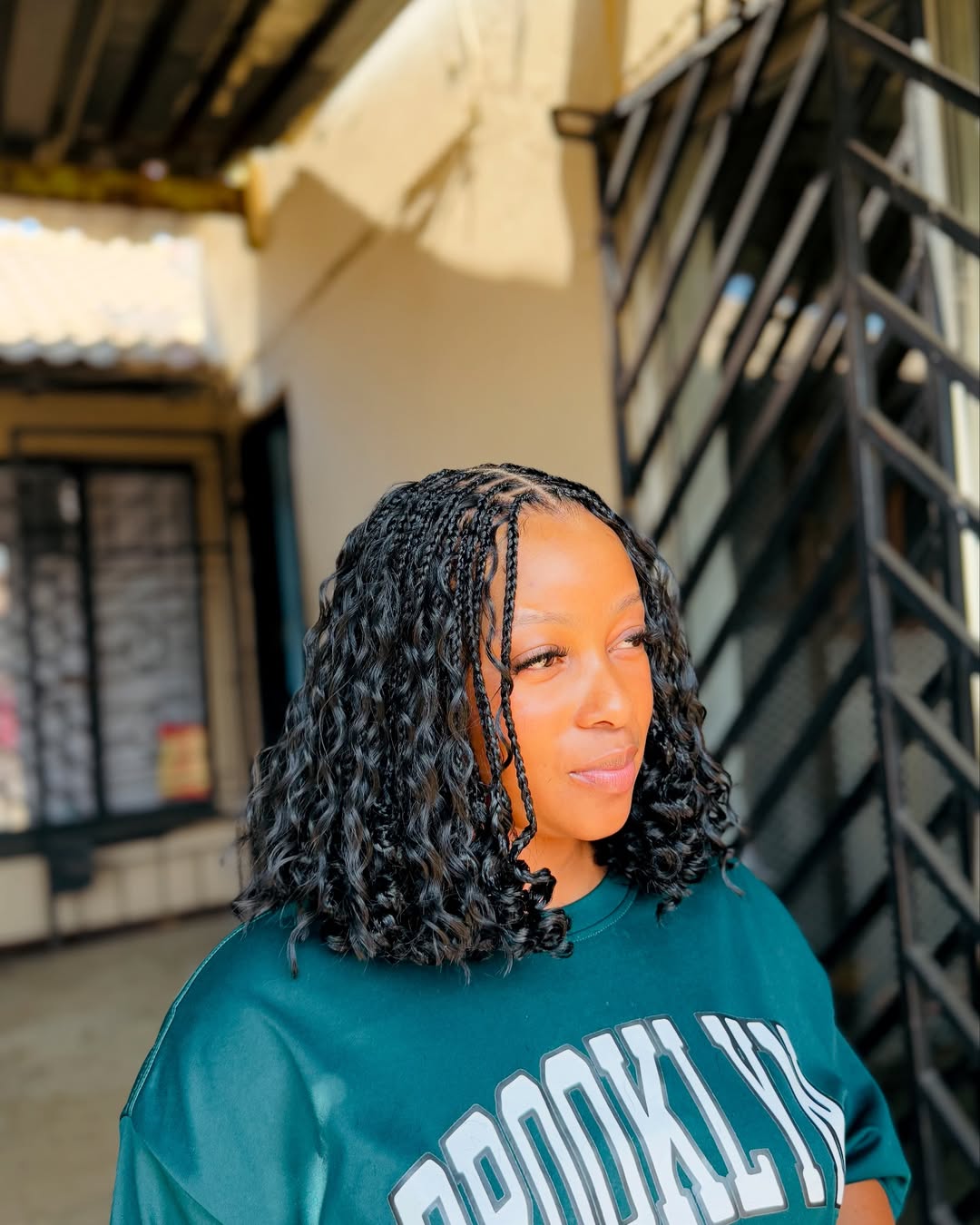 bob boho knotless braids with curly ends