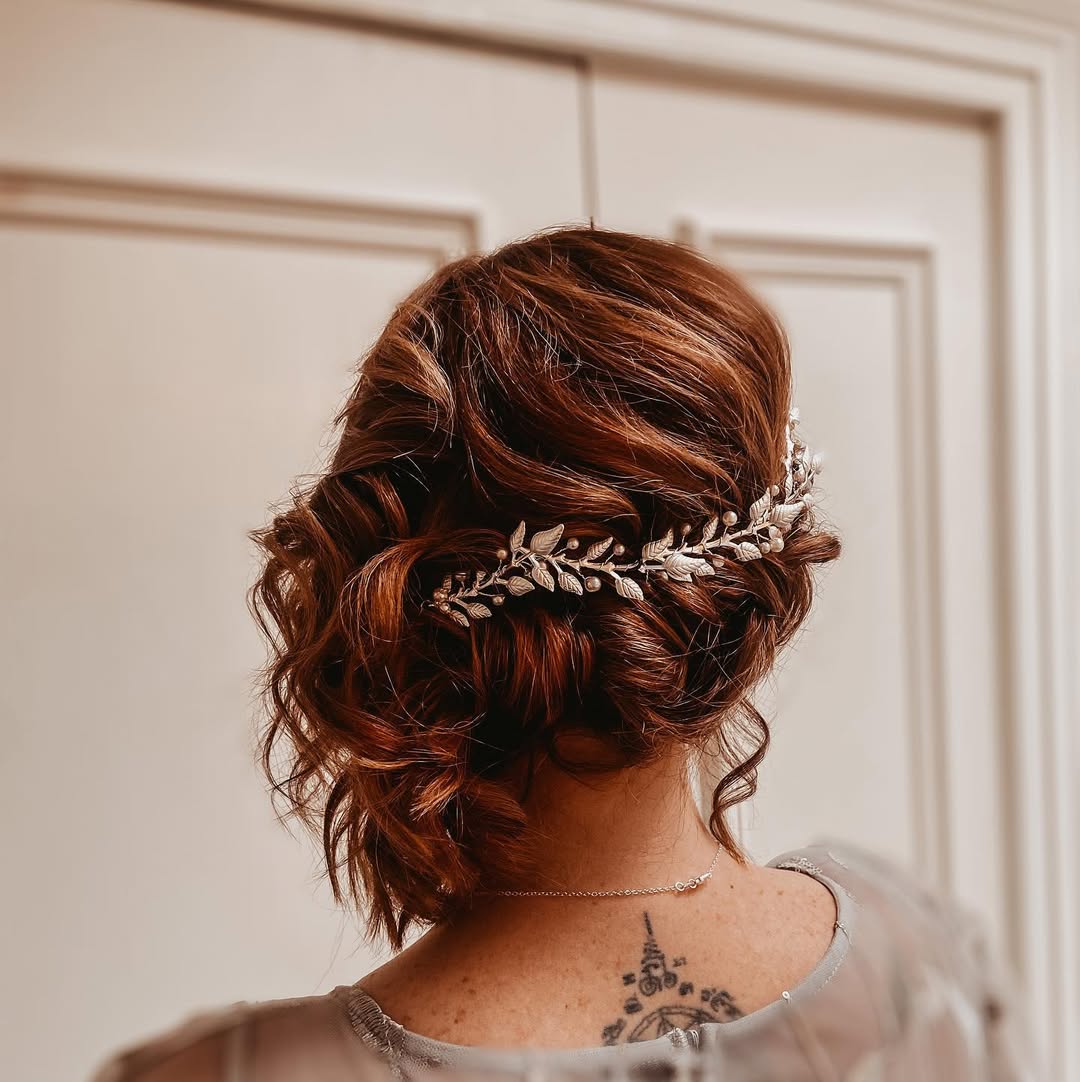 boho side updo for short hair