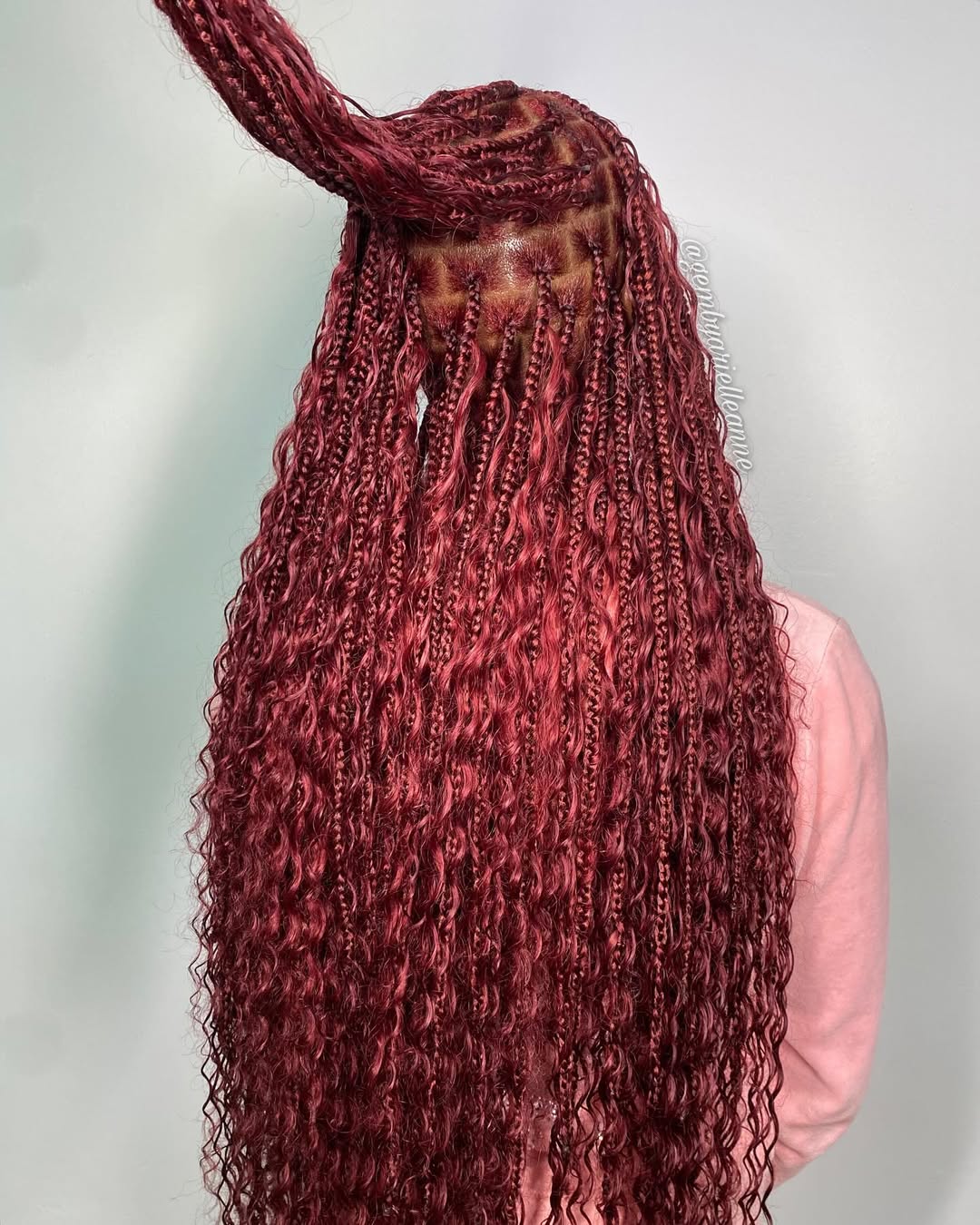 cherry red boho braids