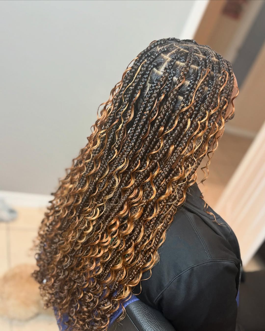 dimensional boho knotless box braids
