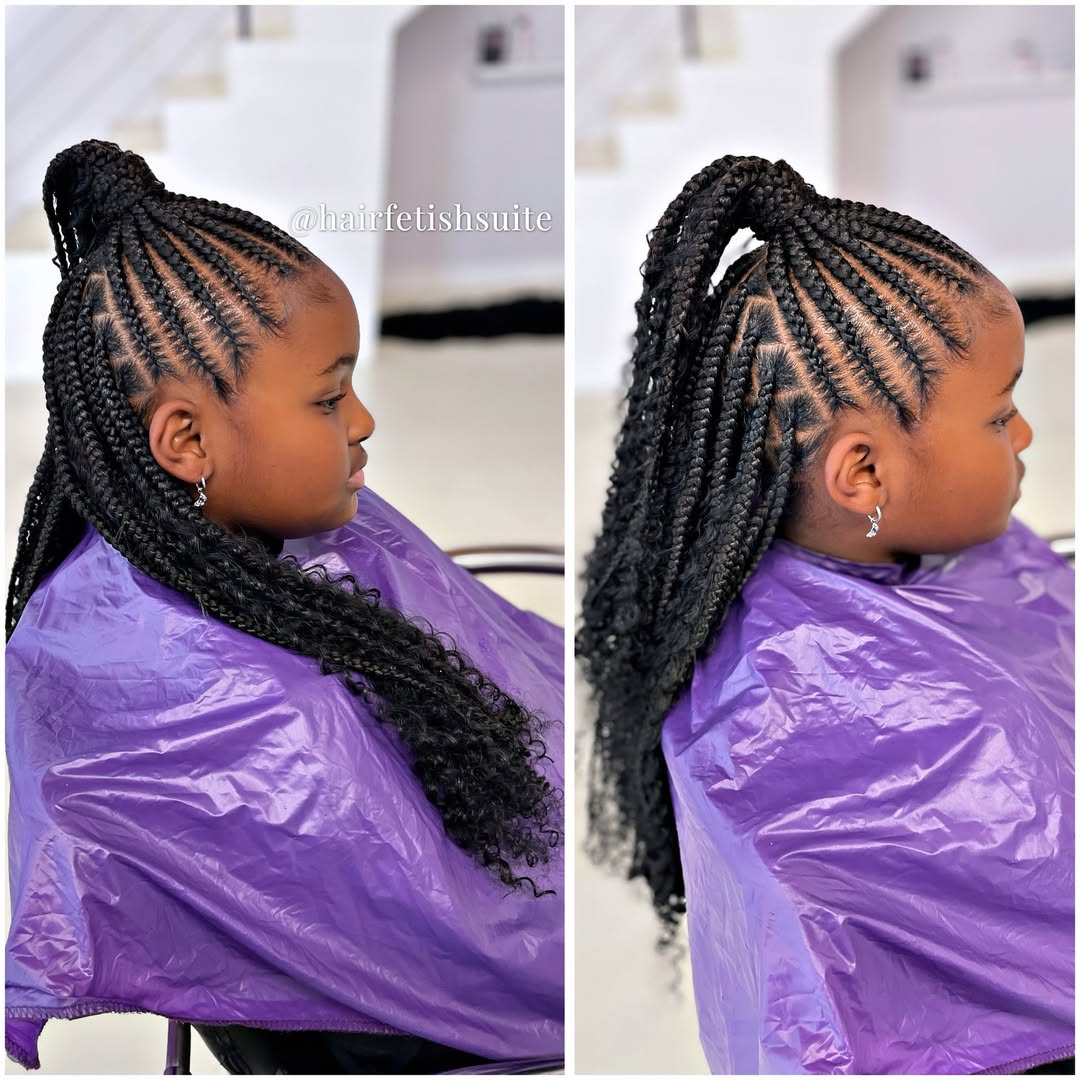 half-up ponytail boho knotless braids