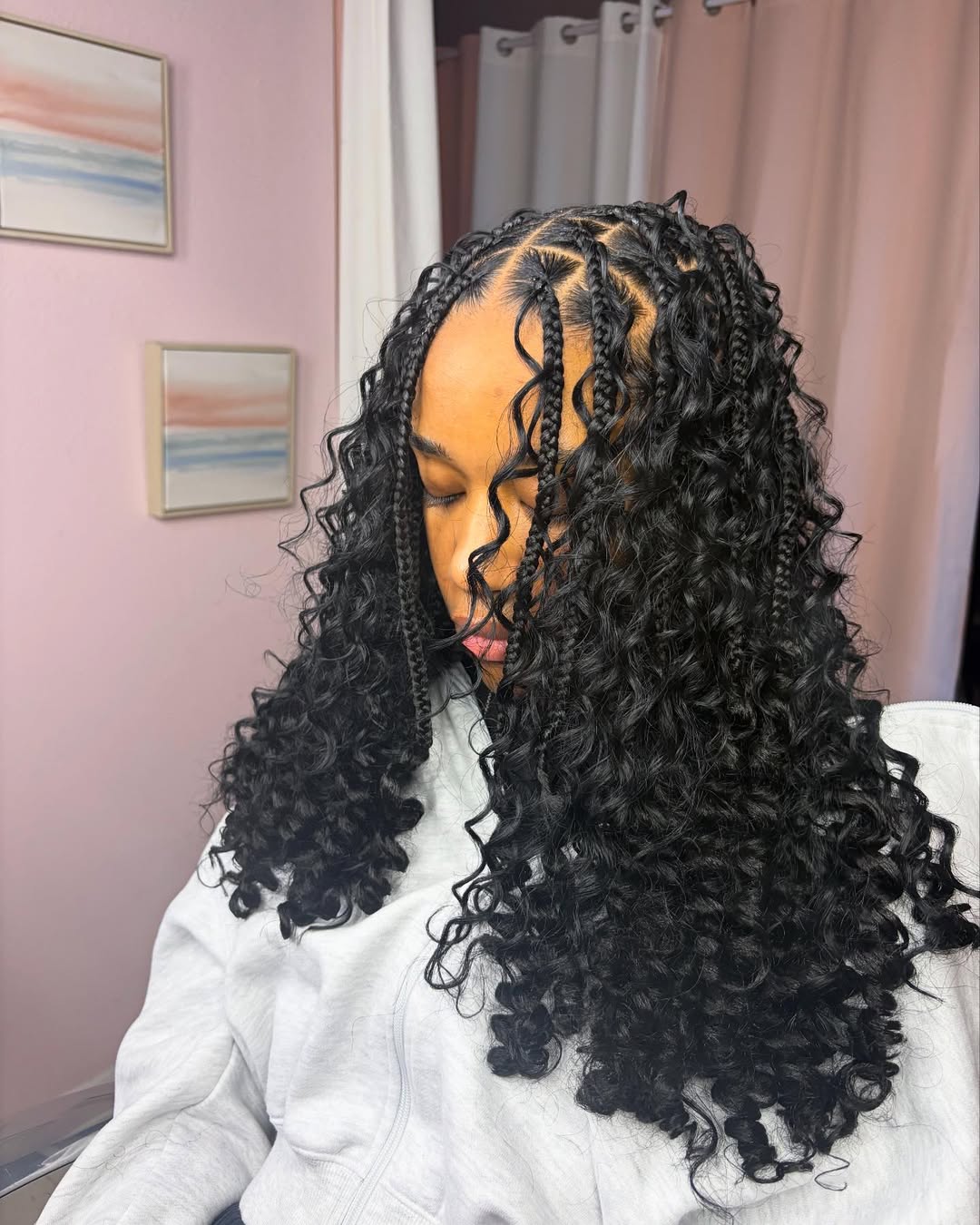 medium bohemian knotless braids