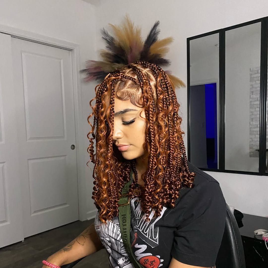 Mid-length knotless boho braids