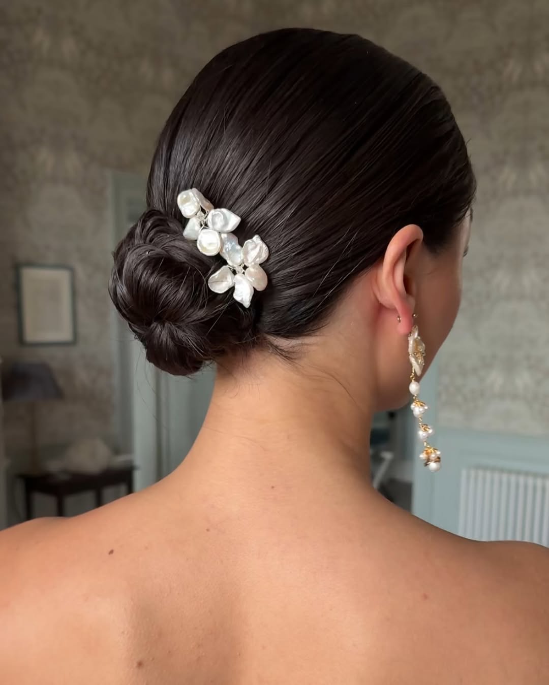 sleek flower bun updo