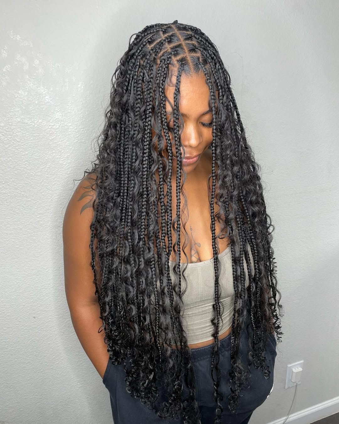 super-long boho knotless braids for black women