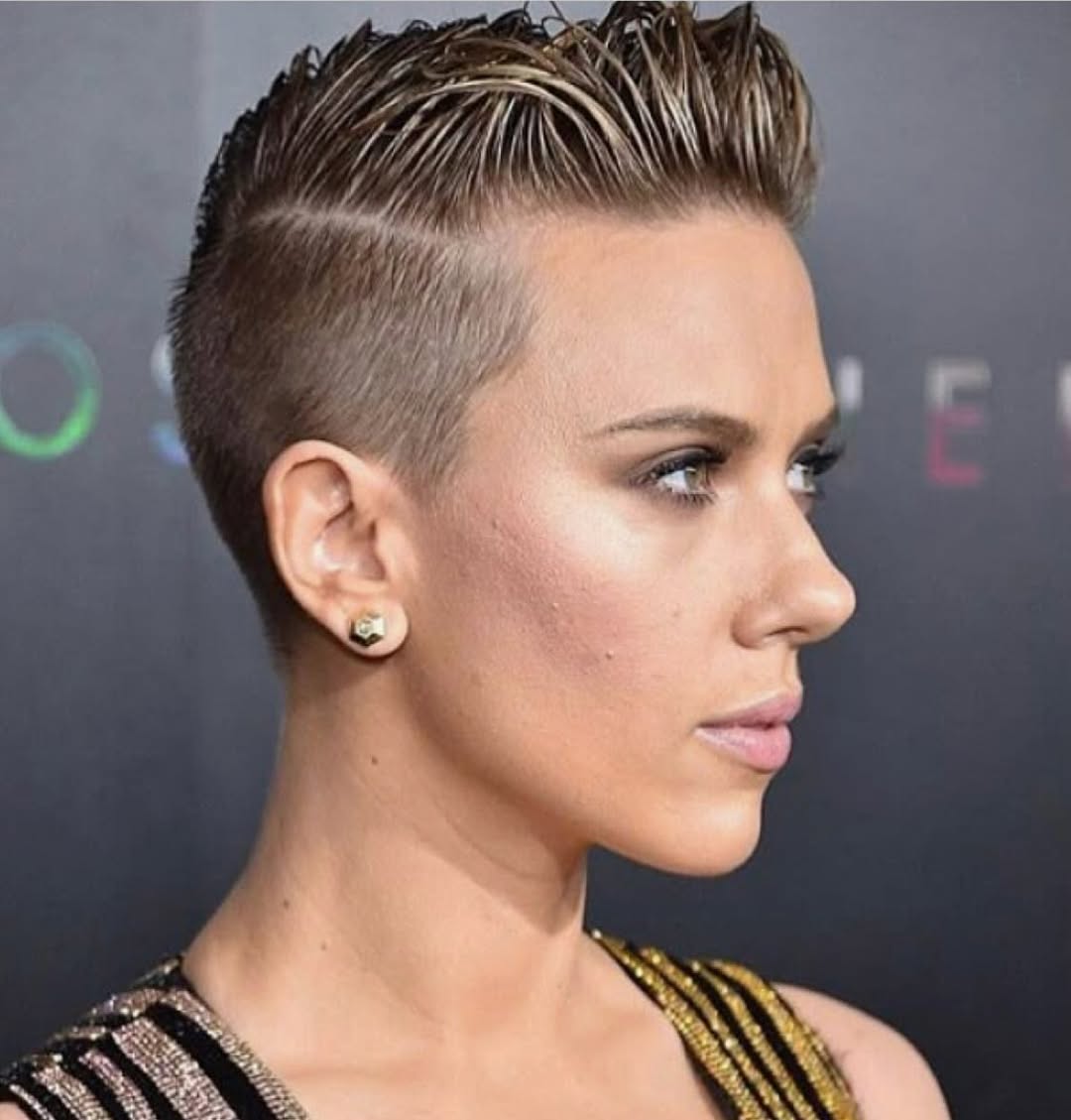 very short pixie haircut with an undercut