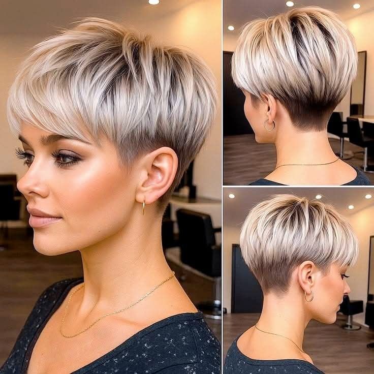 voluminous layered short pixie haircut