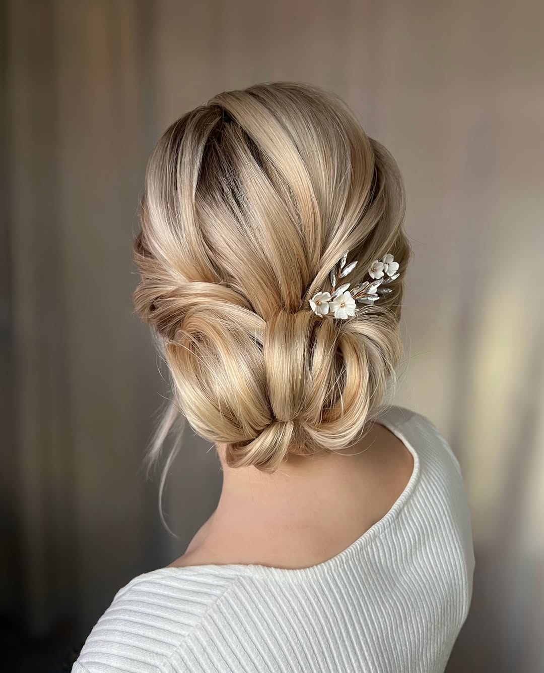 wedding rolled bun updo